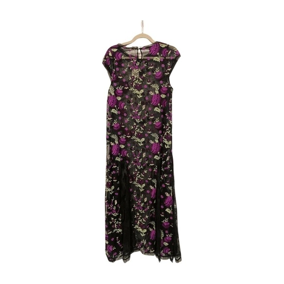 NWT Free People Black Purple Floral Sheer Sky Bright Midi Dress Size S - Picture 11 of 13